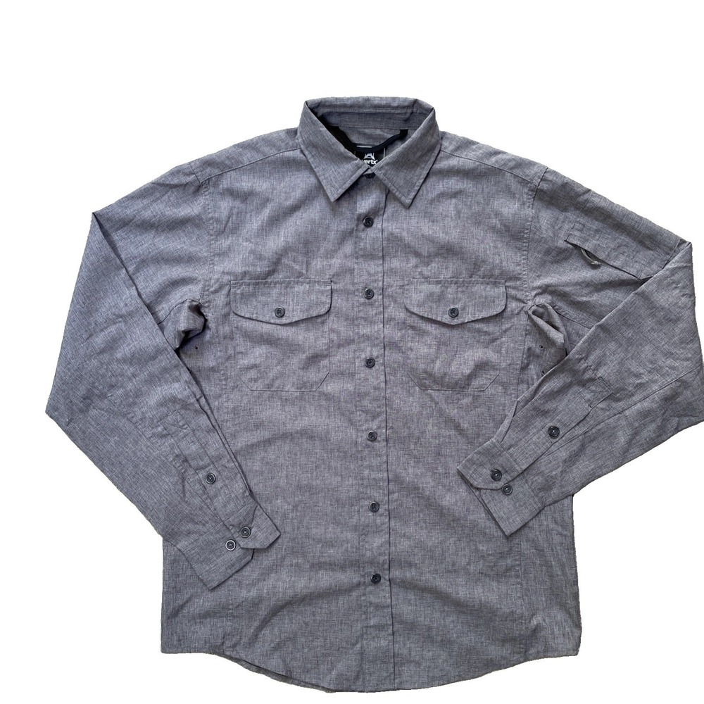 Vertx Mens Medium Gray Tactical Outdoor Long Sleeve Snap Shirt Collared Pockets